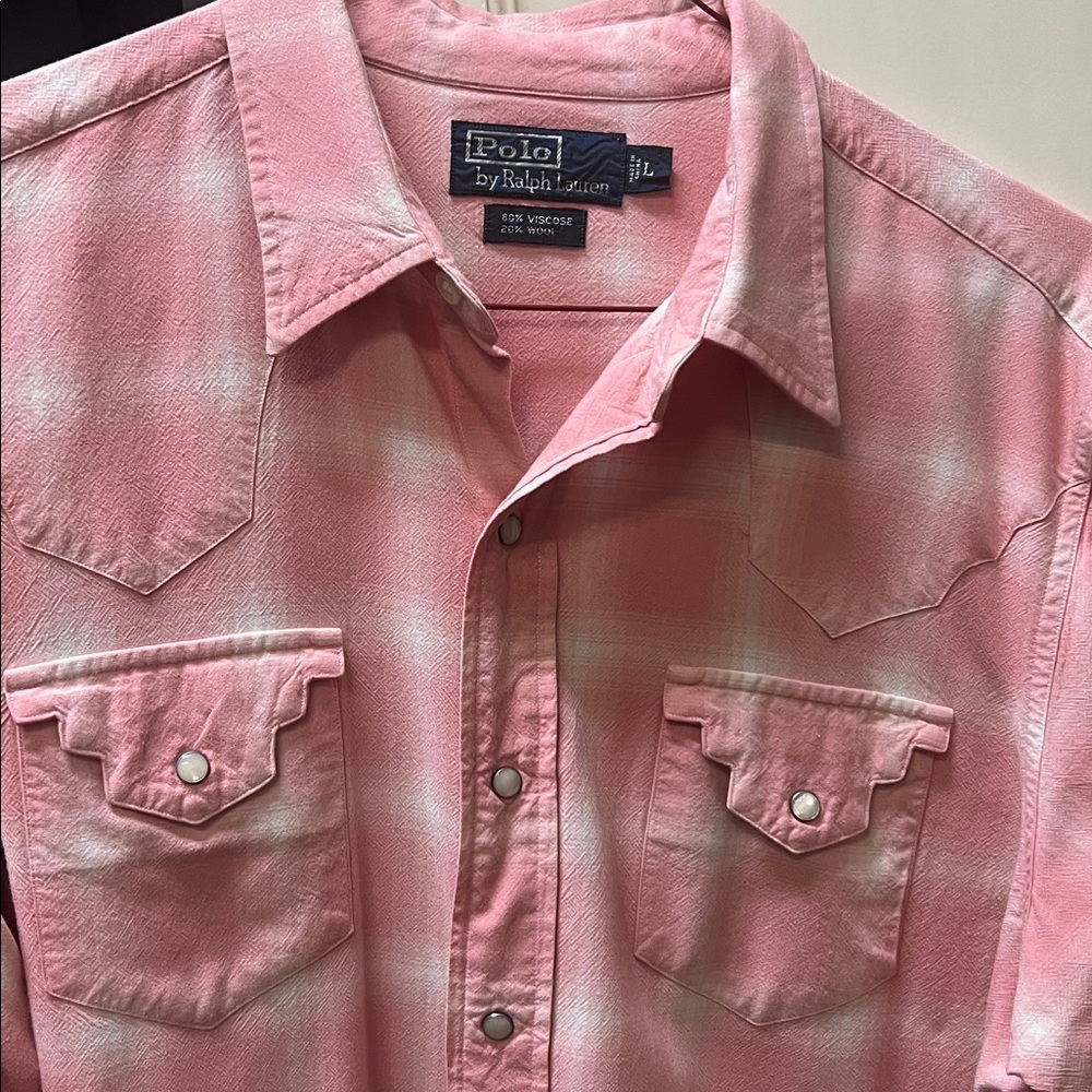 Polo by Ralph Lauren Men's pearl snap wool shirt L